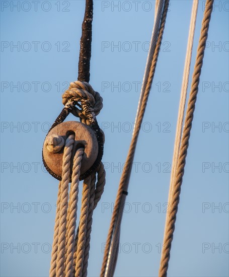 Close-up view of ropes on yacht deck. Photo : Daniel Grill
