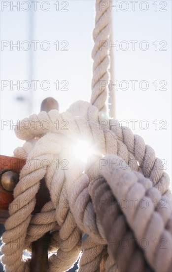 Close-up view of ropes on yacht deck. Photo: Daniel Grill