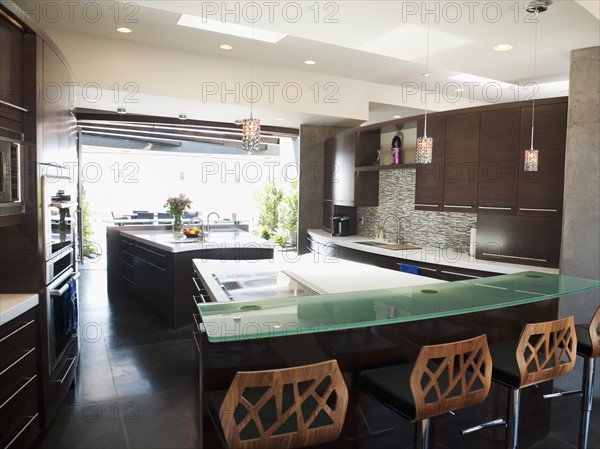 Interior of modern domestic kitchen.