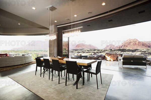 Spacious interior of modern living room .