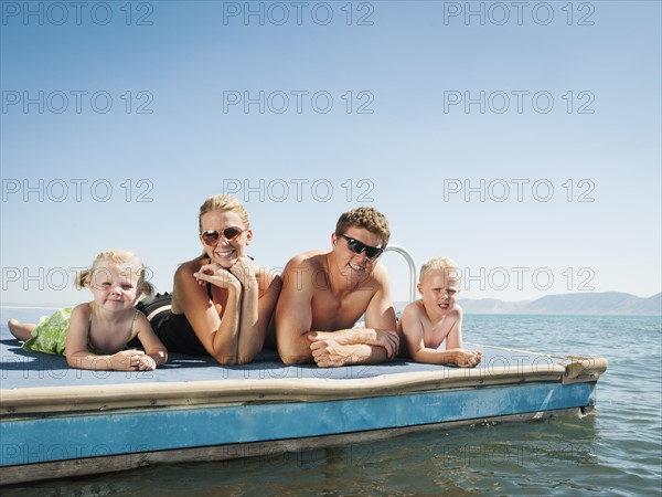 Family portrait on raft.