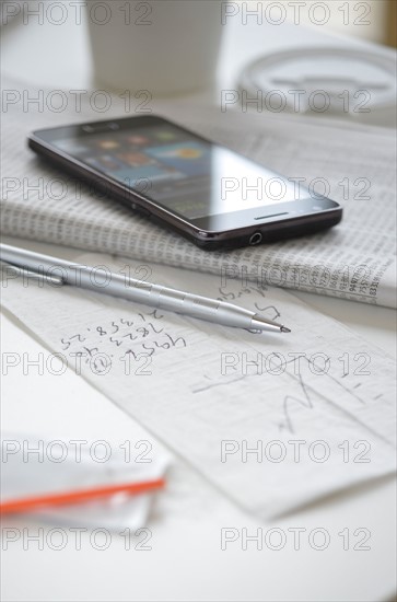 Smartphone with stationery.