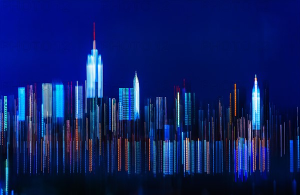 Digitally blurred skyline of Manhattan. New York City, New York.