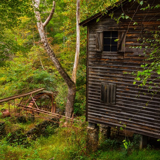 Meytre Grist Mill, Water mill. Meytre Grist Mill, McGalliard Falls, Valdese, North Carolina.