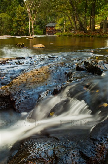 Meytre Grist Mill, Small waterfall. Meytre Grist Mill, McGalliard Falls, Valdese, North Carolina.