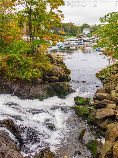 Stream and fishing boats in harbor. Portland, Maine.