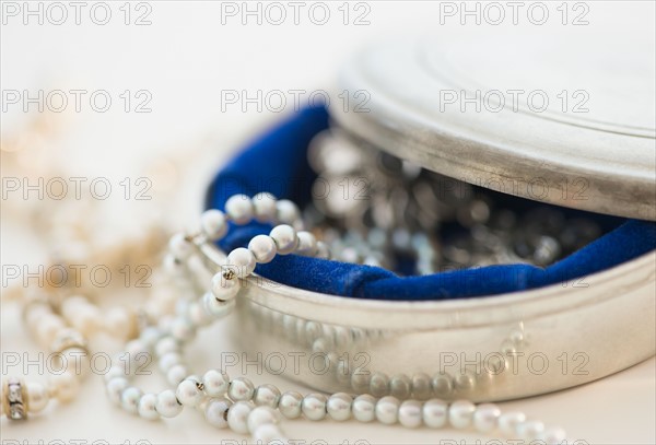 Studio shot of silver jewelry