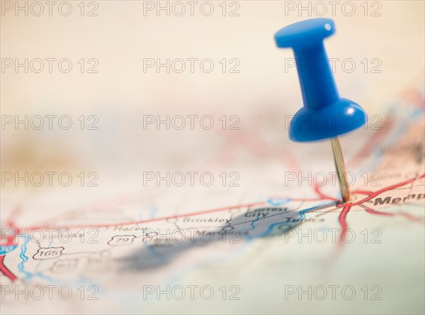 Thumbtack on map