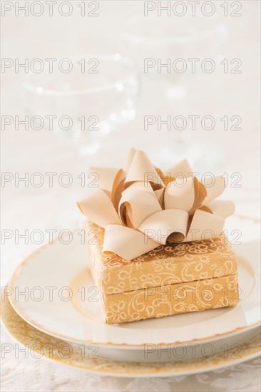 Pastel composition with gifts package and glasses