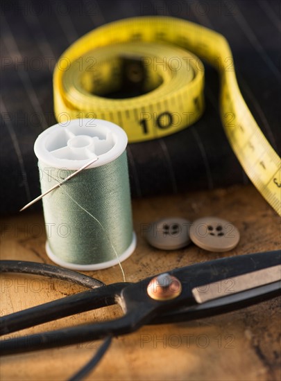 Elevated view of sewing items