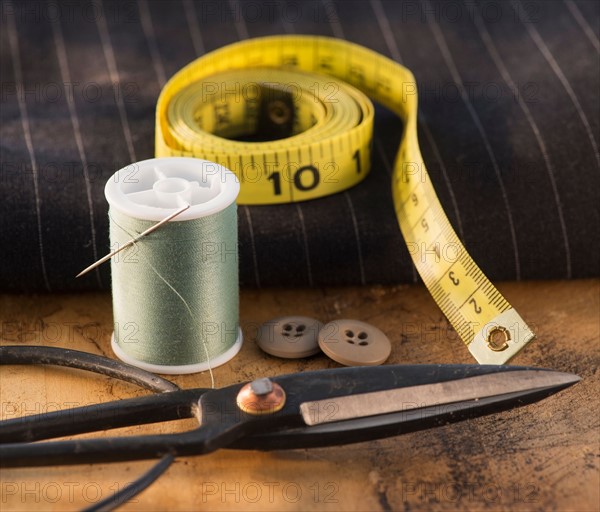 Elevated view of sewing items