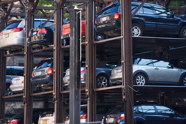 Cars in parking lift