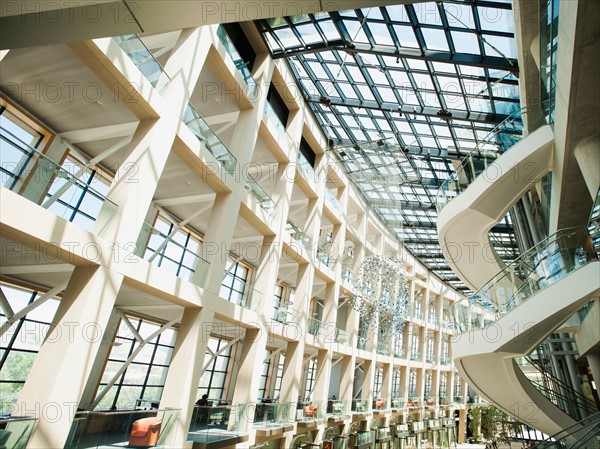 View of modern building with glass roof