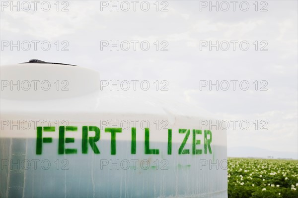 Fertilizer tank in potato field