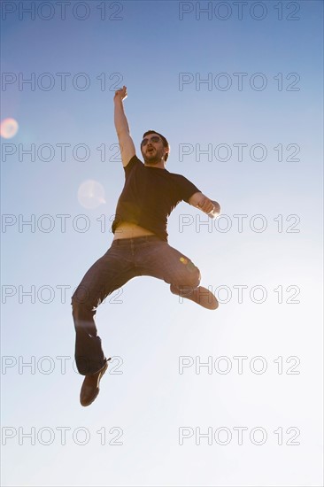 Man jumping in air