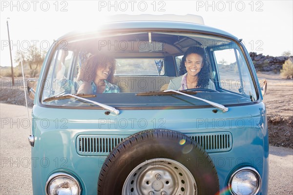 Two friends during their road trip