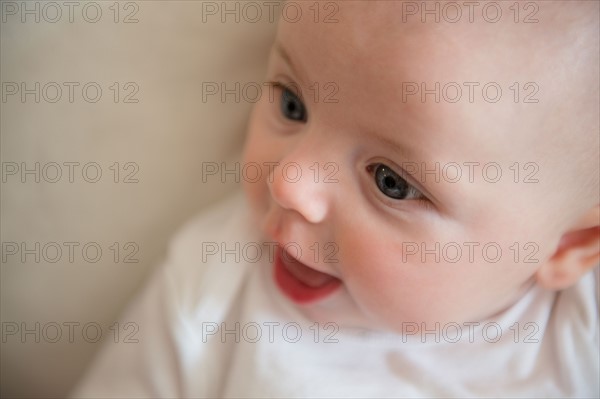 Portrait of baby boy (2-5 months). Photo: Jamie Grill