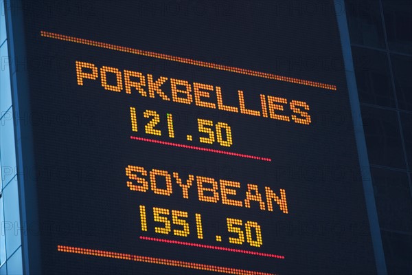 Close up of trading board at stock exchange. Photo : Alan Schein