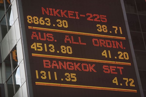 Close up of trading board at stock exchange. Photo: Alan Schein