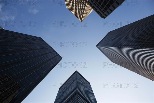 Close up of modern architecture from upward view. Photo : Alan Schein