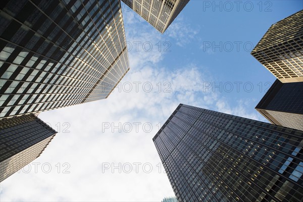 Close up of modern architecture from upward view. Photo : Alan Schein