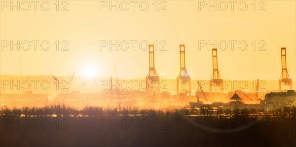 New York Harbor at sunset.