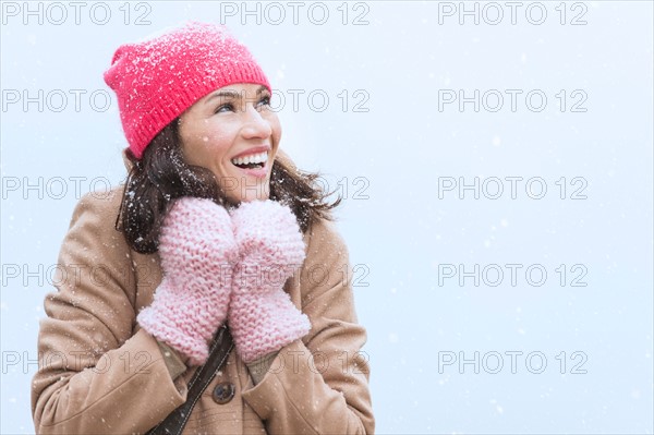 Portrait of woman in winter clothes.