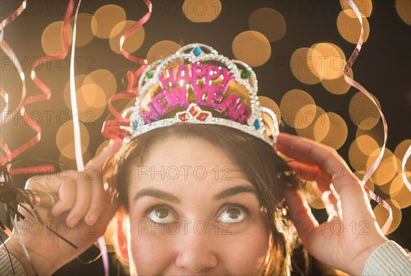 Woman celebrating New Year's Eve.