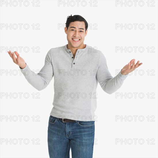 Studio portrait of young man.