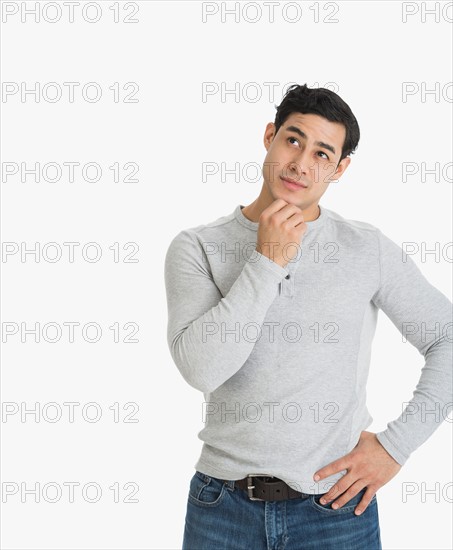 Studio portrait of young man.