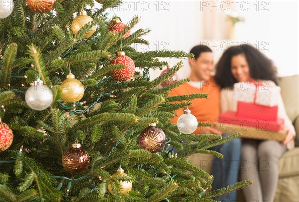 Couple with Christmas gifts.