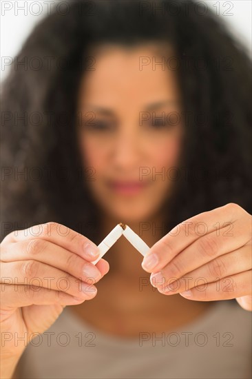 Woman quitting smoking.