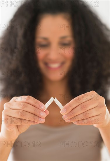 Woman quitting smoking.