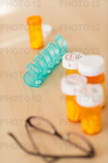 Pills on table.