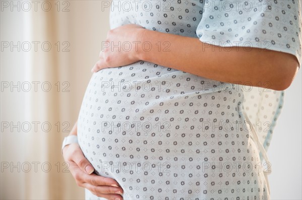 Pregnant woman in hospital outfit