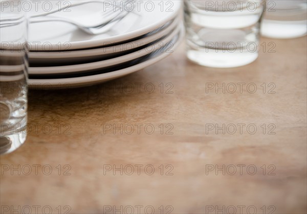 Studio shot of tableware and glasses