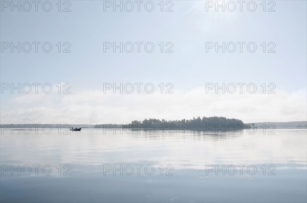 Fishing boat on lake