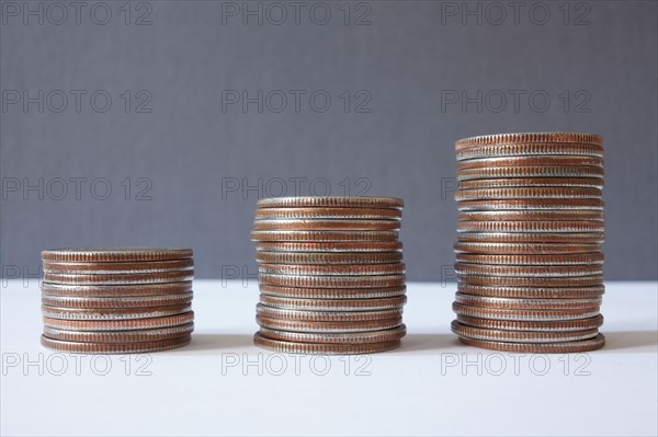 Coins arranged as bar chart