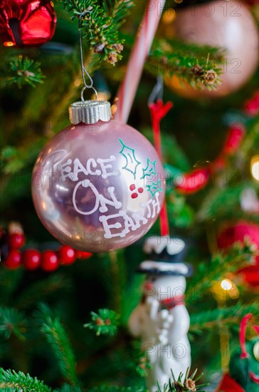 Close up of Christmas tree with decorations