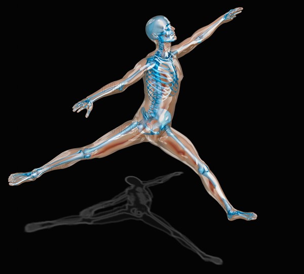 Digitally generated image of human representation dancing ballet