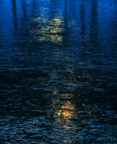 Icy water surface. Walden Pond, Concord, Massachusetts.