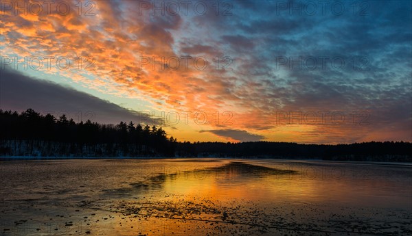 Sunset. Walden Pond, Concord, Massachusetts.