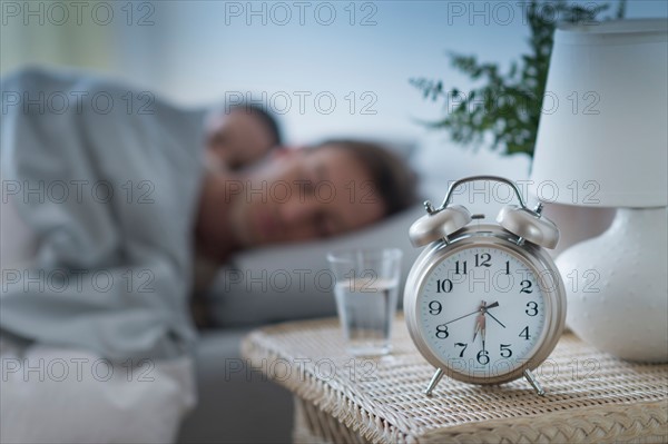 Alarm clock in bedroom.