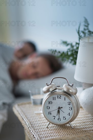 Alarm clock in bedroom.