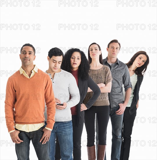 Group of people waiting in line.