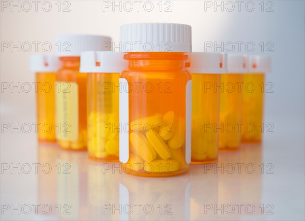 Studio shot of pill bottles