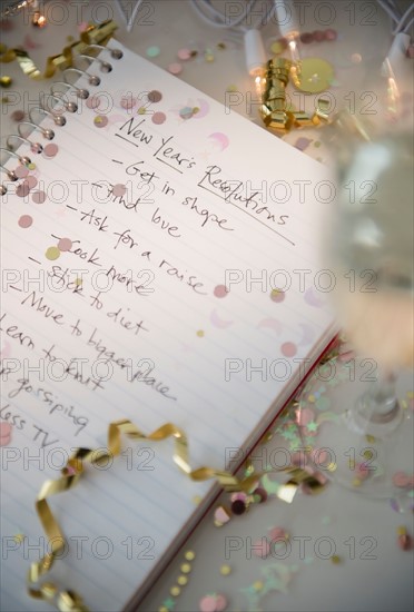 Notepad with New Year's resolutions