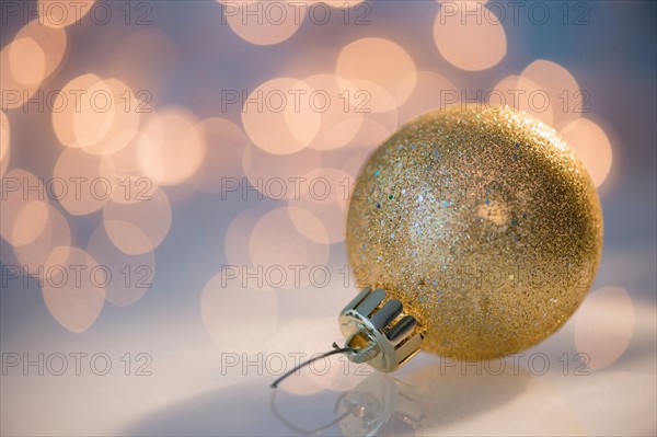 Close-up of gold christmas ornament