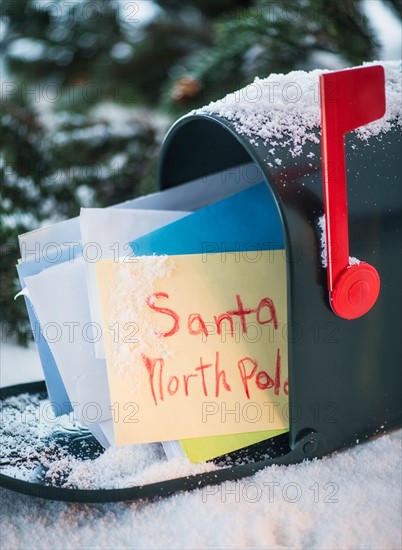 Letter to Santa Claus in mailbox