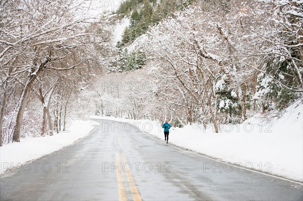 Woman jogging in winter